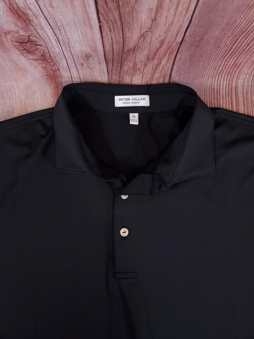Peter Millar Summer Comfort Mens XL SS Golf Polo Shirt Black Performance - Picture 4 of 14